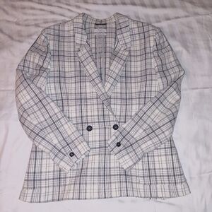 Billy Reid Plaid Women's Blazer - Gray and Off White - Size 10